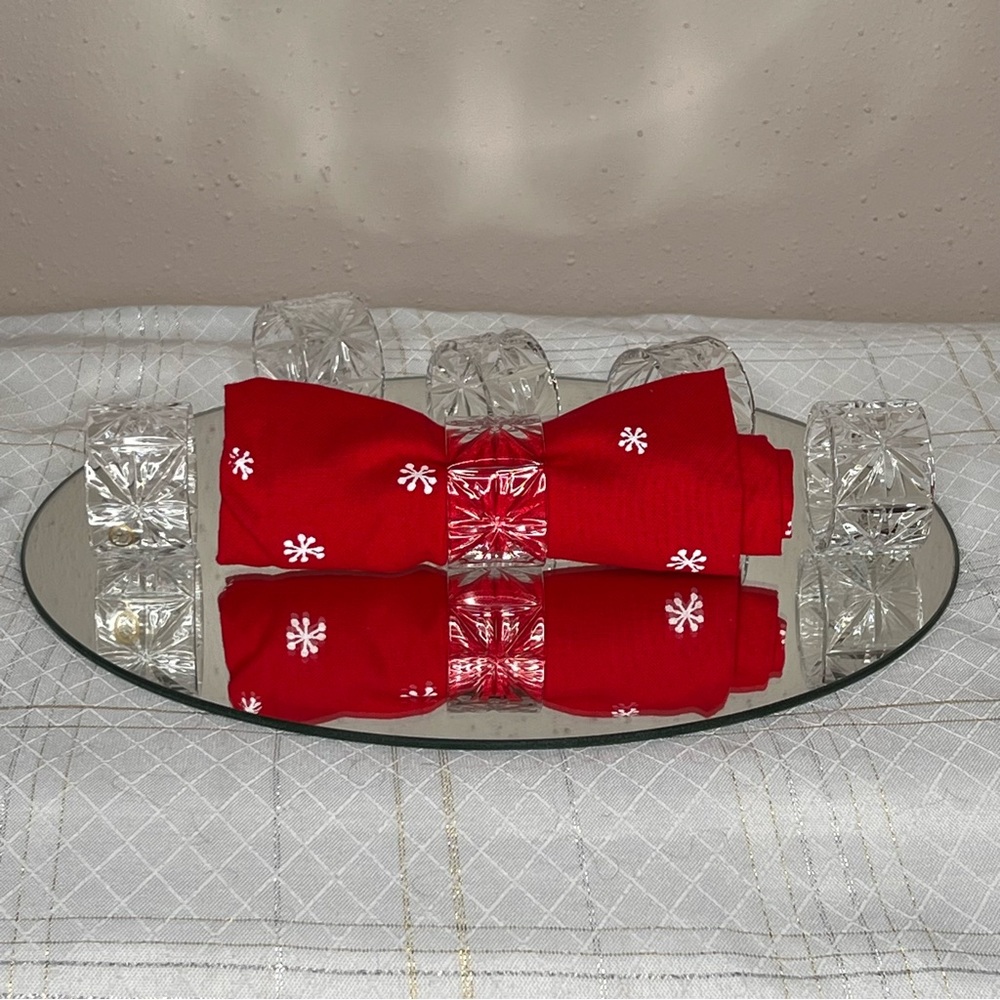 Crystal Napkin Rings Set Of 6 made in Hungary - Picture 2 of 6